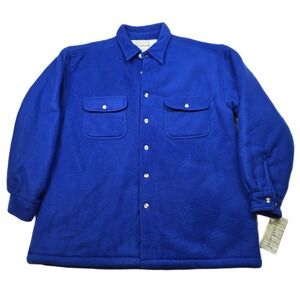 GreatLand Sherpa Lined Shirt Jacket Mens XL Royal Blue Fleece Plush Thick NEW